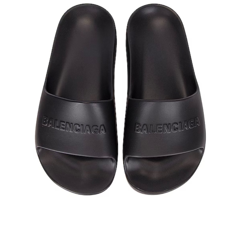 Black platform balenciaga slides